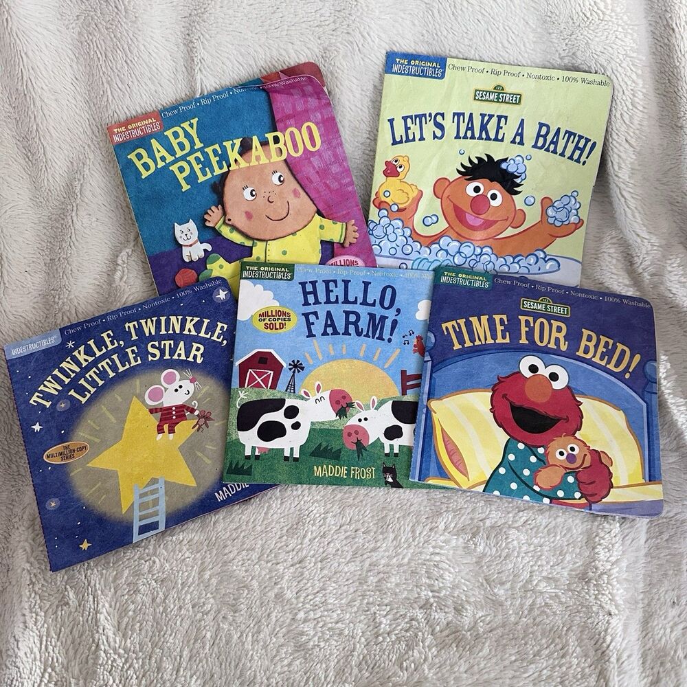 Indestructibles Baby Book Lot Of 5 Sesame Street Non Toxic Unrippable